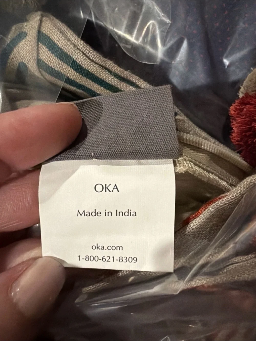 Oka Cushion Covers Brick Red And Pine Green Print On Linen Zipper 19.5 In Square